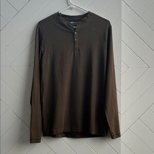 Men’s William Rast Olive/Brown Long Sleeve Henley t-Shirt size medium